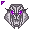 megatron's face, with purple eyes